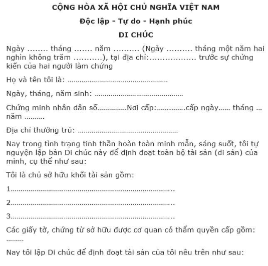 Những vấn đề cần lưu ý khi lập di chúc 