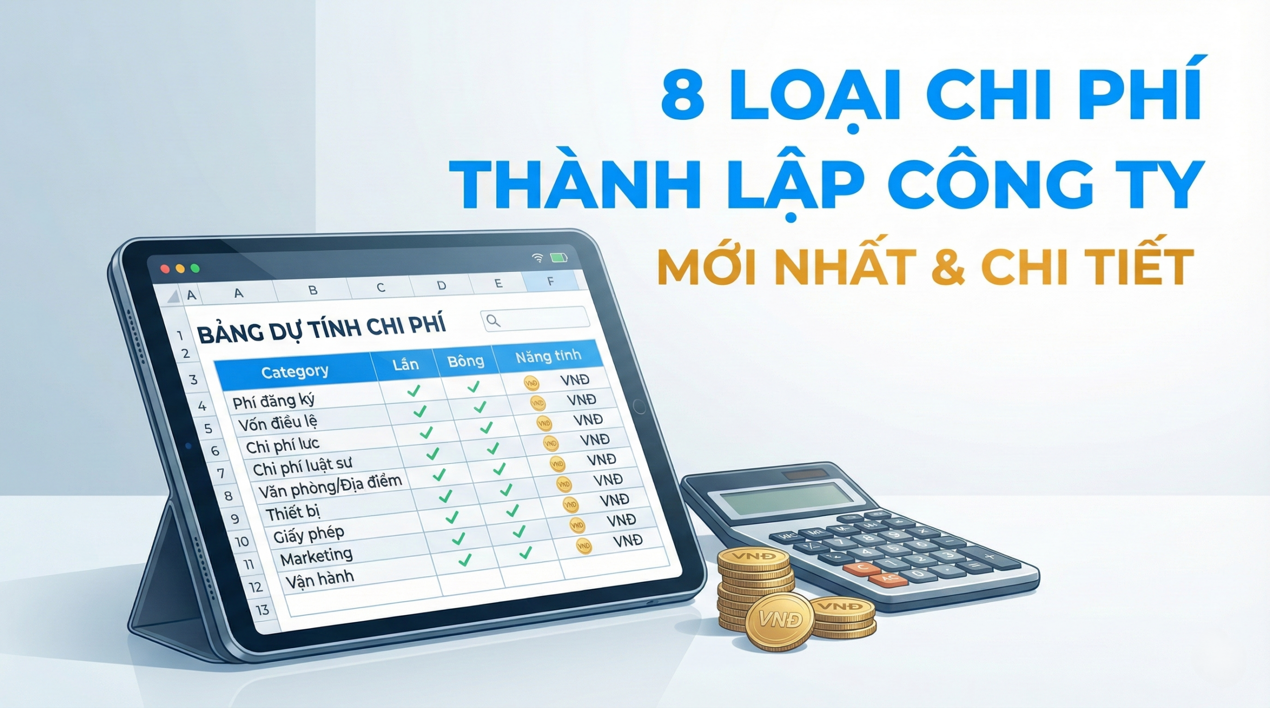 8 Loại chi phí thành lập công ty MỚI NHẤT