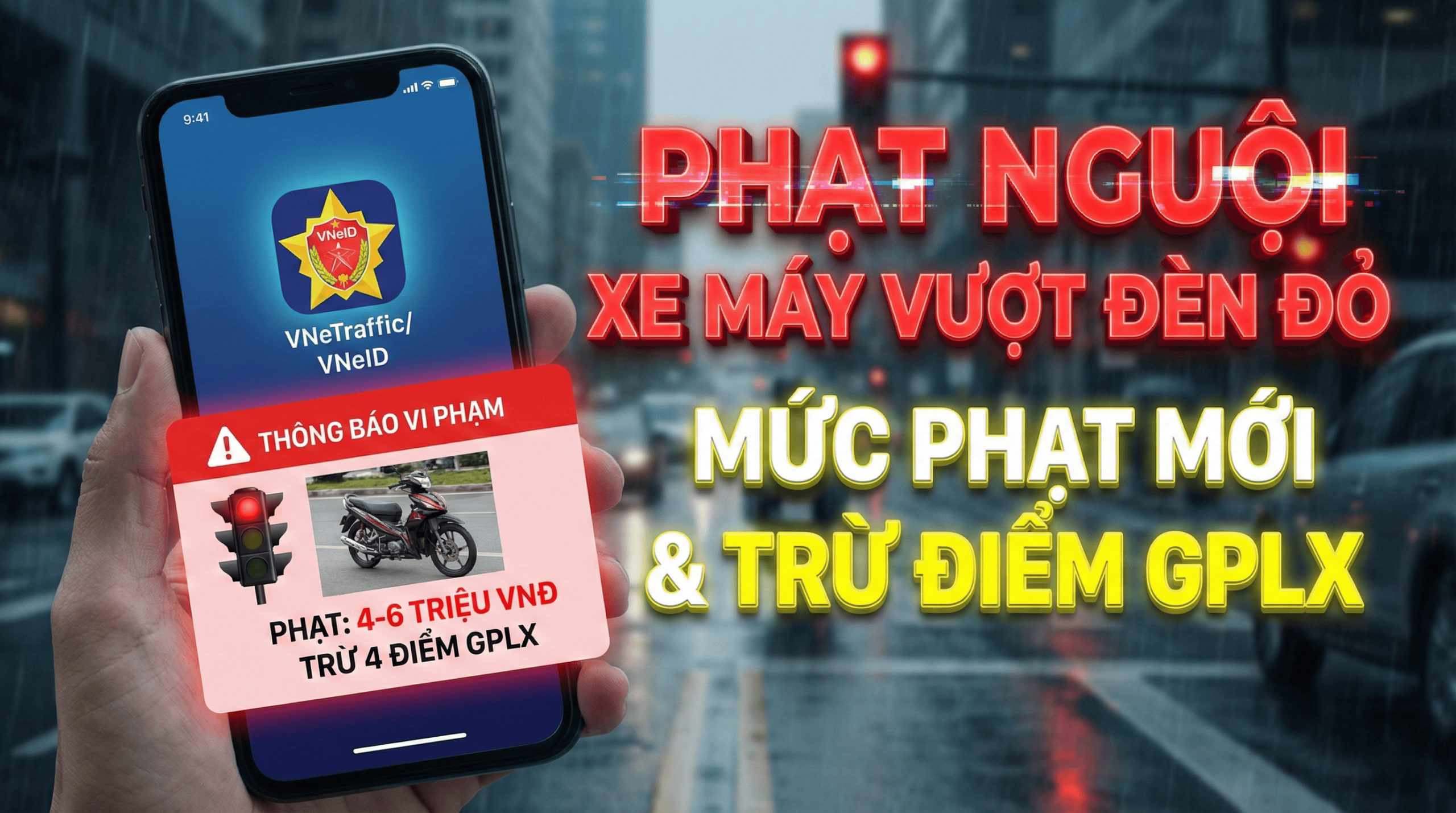Mức phạt nguội xe máy vượt đèn đỏ: Cập nhật quy định & Mức trừ điểm bằng lái mới nhất