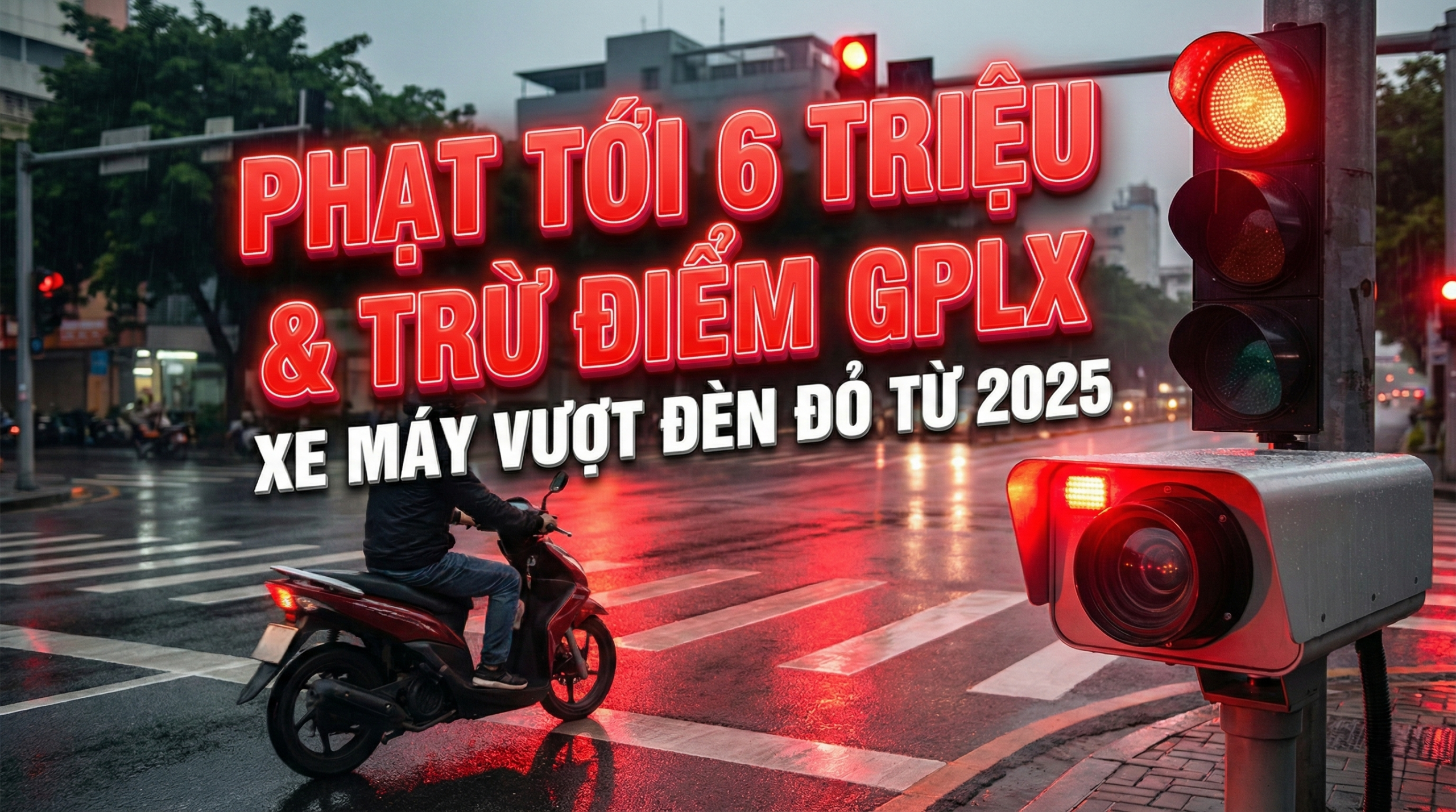 Xe máy vượt đèn đỏ phạt bao nhiêu? Cập nhật 4 mức phạt mới!