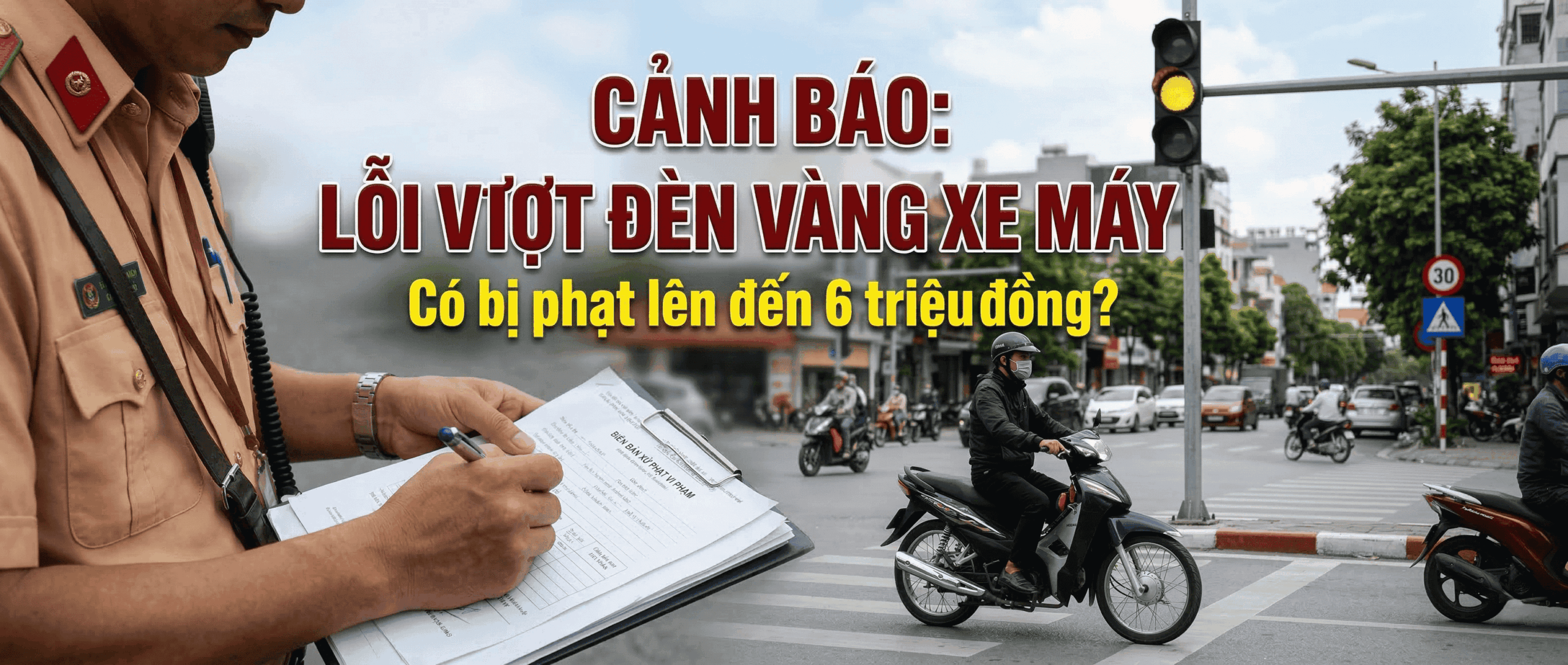 Cánh báo: Lỗi vượt đèn vàng xe máy có thể bị phạt đến 6 triệu đồng!
