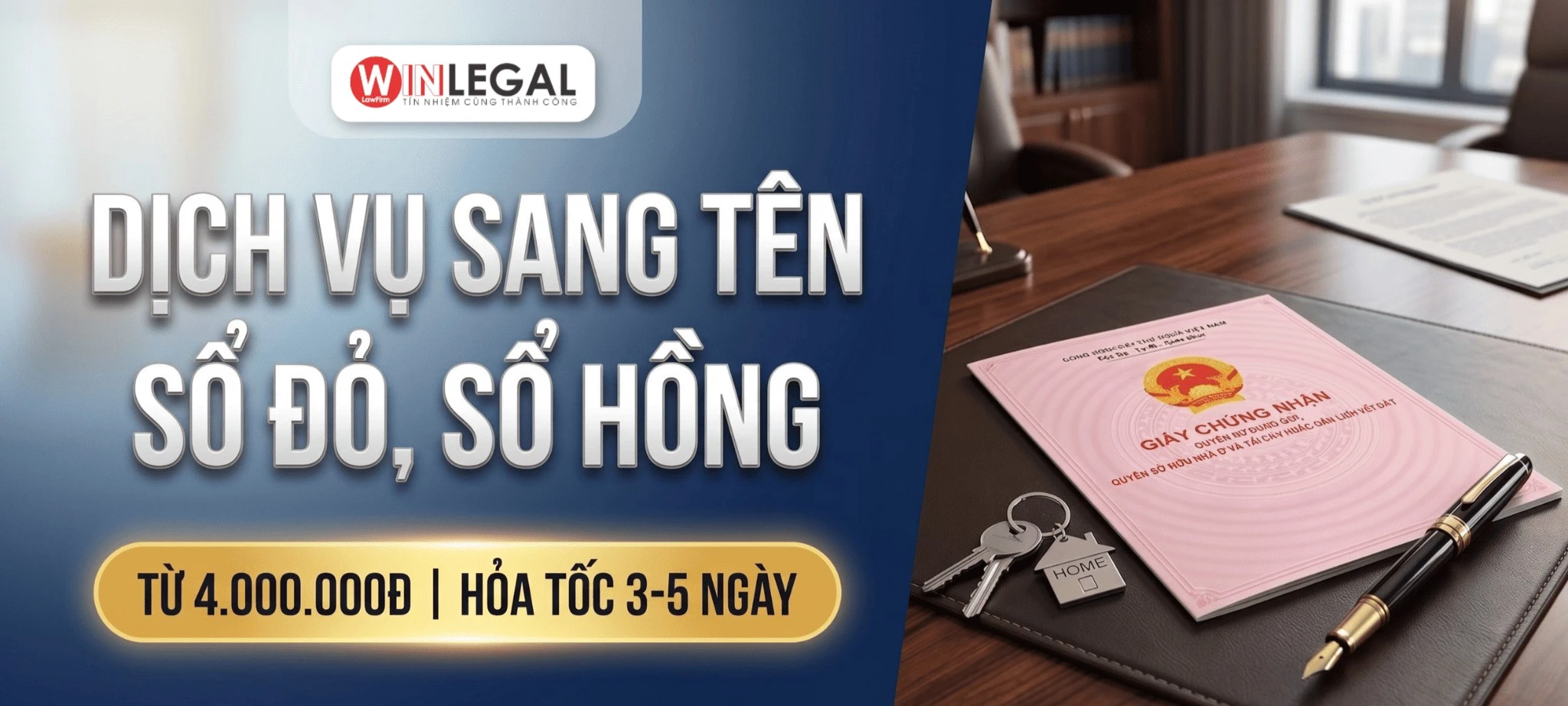 Dịch vụ làm thủ tục sang tên sổ đỏ, sổ hồng | Từ 4.000.000đ hỏa tốc 11-18 ngày